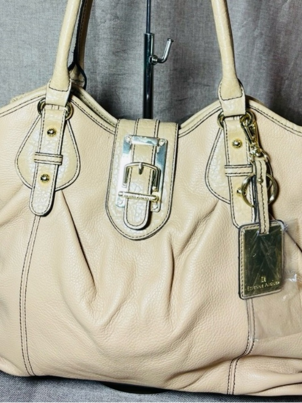 Etienne Aigner Vintage Leather Shoulder Bag in Tan with Gold Hardware NWOT